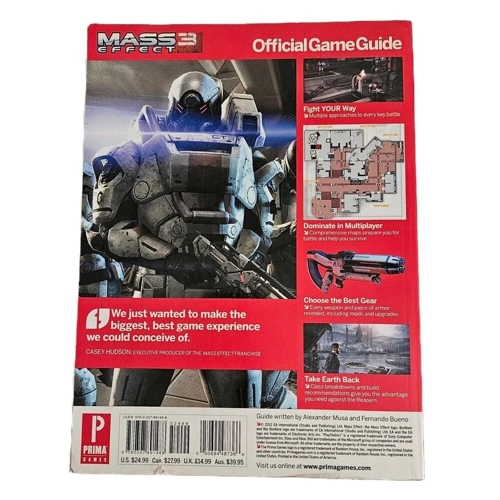 Official Prima Strategy Guide Mass Effect 3 Bioware for Xbox 360, PS3, PC